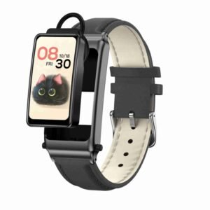 K80 1.57 inch Leather Band IP67 Earphone Detachable Smart Watch Support Bluetooth Call, Leather Band (Black), Leather Band (Silver)