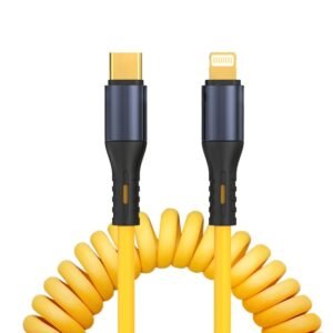 XJ-U101 USB-C / Type-C to 8 Pin Spring Charging Data Cable, Length: 1.5m, USB-C / Type-C to 8 Pin