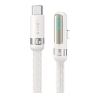 USAMS US-SJ652 PD 30W USB-C/Type-C to 8 Pin Aluminum Alloy Digital Display Fast Charging Elbow Data Cable, Length: 1.2m, US-SJ652