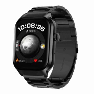 2.01 inch Three-bead Steel Strap Bluetooth Call Smart Watch Support Heart Rate Monitoring / Non-invasive Blood Sugar, Three-bead Steel Strap Black