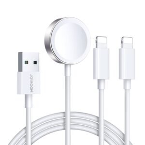JOYROOM S-IW007 3 in 1 USB to Dual 8 Pin + Magnetic Watch Wireless Charging Data Cable, Length: 1.2m, S-IW007