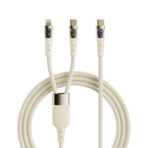 ROCK G20 2 in 1 5A USB-C/Type-C to USB-C/Type-C+8 Pin Transparent Fast Charging Data Cable, Length: 1.5m, 2 in 1