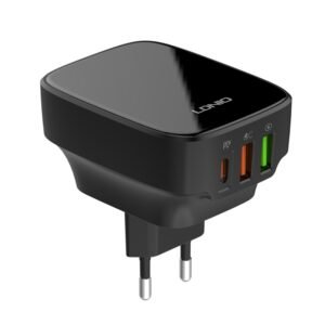 LDNIO Q334 32W Type-C + Dual USB Port Charger with 1m 8 Pin Data Cable, EU Plug, UK Plug, US Plug
