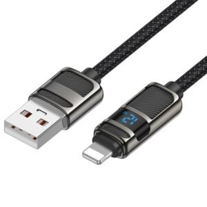 hoco U137 USB to 8 Pin Line 2.4A Charging Data Cable with Display, 1.2m