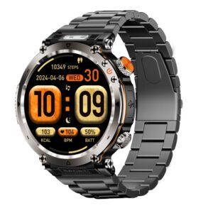 HT30 1.7 inch IP68 Waterproof Steel Band Smart Watch, Support Flashlight / Banknote Detector Light / Compass