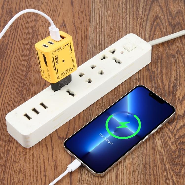 AR-PD14 GaN 120W Charge Adapter 4 Port 2 PD 2 QC 3.0 USB and USB-C / Type-C Fast Charger, EU Plug, US Plug - Image 5