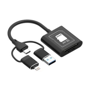 TYS-205 3 in 1 USB-A Type-C 8 Pin to High-speed V30 SD / TF Card Reader, USB-A+Type-C+8 Pin
