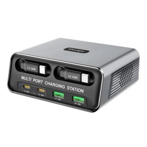 WXL-60C 6-in-1 Desktop Multi Ports Charging Station Built-in Dual Telescopic Cables, WXL-60C