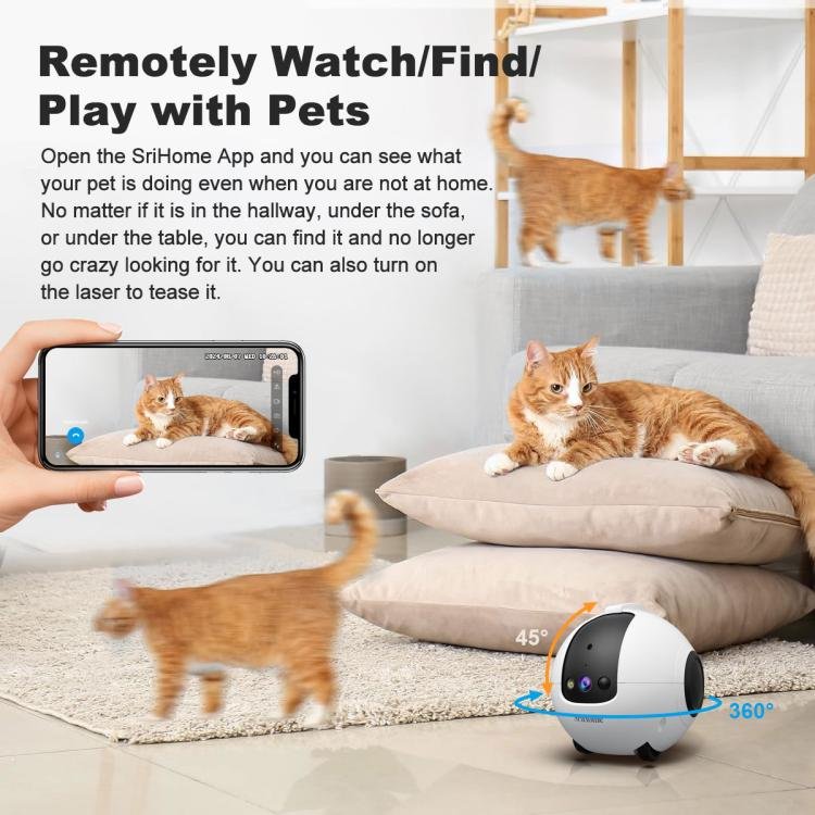 SriHome DH013 Plus 4MP Smart Pet Robot Camera with Auto-Charging Dock, US Plug, UK Plug, EU Plug, AU Plug - Image 14