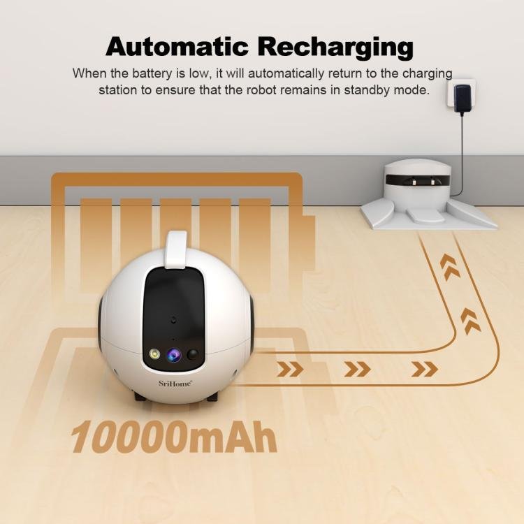 SriHome DH013 Plus 4MP Smart Pet Robot Camera with Auto-Charging Dock, US Plug, UK Plug, EU Plug, AU Plug - Image 18