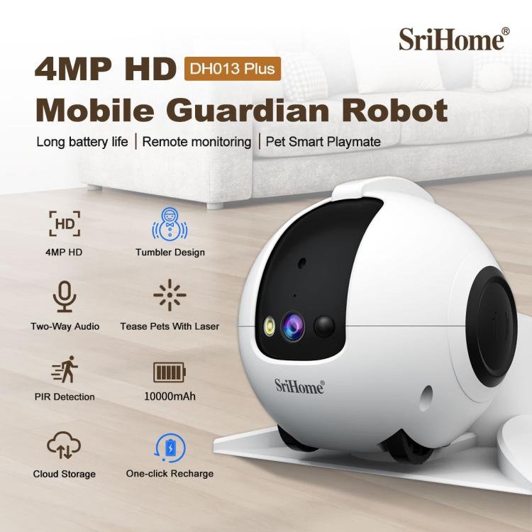 SriHome DH013 Plus 4MP Smart Pet Robot Camera with Auto-Charging Dock, US Plug, UK Plug, EU Plug, AU Plug - Image 5
