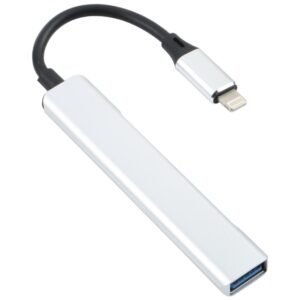 S-209 3 in 1 8 Pin Male to Dual USB 2.0 + USB 3.0 Female Adapter HUB, S-209 (Silver), S-209 (Silver Grey)