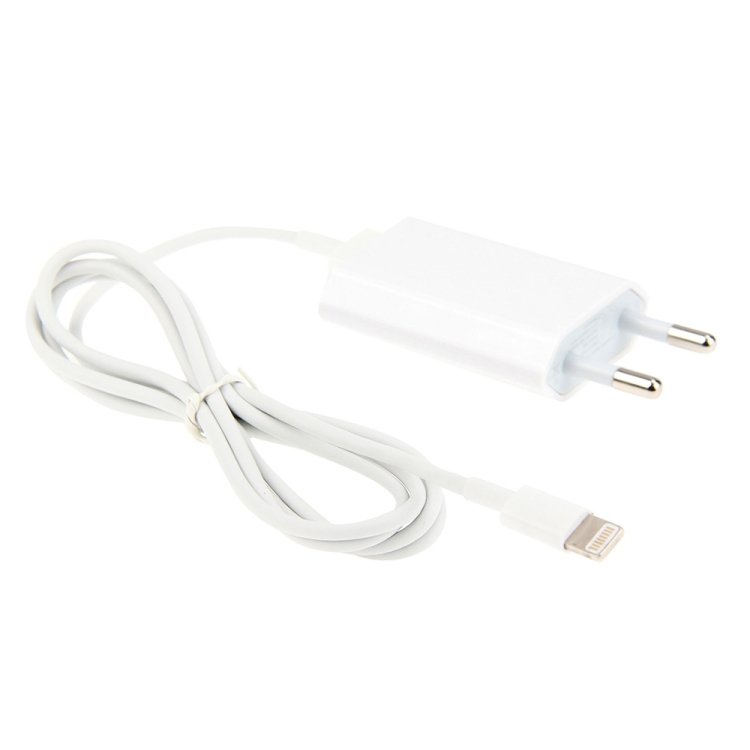 2 in 1 5V 1A EU Plug Travel Charger Adapter with 1m 8-pin Cable For iPhone(White) - Image 2