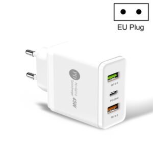 45W PD3.0 + 2 x QC3.0 USB Multi Port Quick Charger, EU Plug, EU Plug