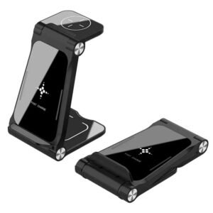T8 QI Certified Fast Charging Station 3 in 1 Foldable Design Charging Dock