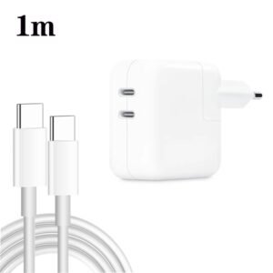35W PD3.0 USB-C / Type-C Dual Port Charger with Type-C to Type-C Data Cable, EU Plug, EU Plug + 1m Type-C Cable, EU Plug + 2m Type-C Cable
