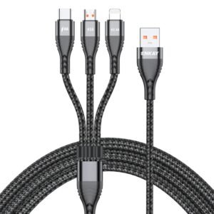ENKAY 3-in-1 6A USB to Type-C / 8 Pin / Micro USB Multifunction Fast Charging Cable, 1m, 2m