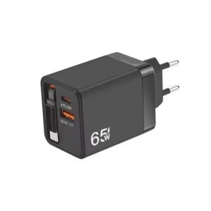 FC1 3-in-1 70cm Retractable Type-C Cable, PD3.0, QC3.0 USB Phone Charger, EU Plug, EU Plug