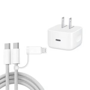 A3365 PD40W USB-C / Type-C Charger with Type-C to Type-C / 8 Pin Data Cable, US Plug