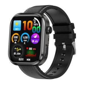 G47 1.83 inch HD Color Screen BT Calling Smart Watch Vegan Leather Strap, Support Health Monitoring / HRV Function