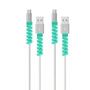 4pcs Spiral Style Silicone Data Cable Protective Cover Anti-wire Break Winder