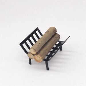 1:12 Mini House Toy Simulation Black Metal Firewood for Garden Outdoor Scene Decoration, Firewood