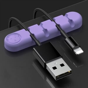 5 PCS 4 Holes Bear Silicone Desktop Data Cable Organizing And Fixing Device, 4 Holes