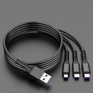 2 PCS ZZ034 USB To 8 Pin + USB-C / Type-C + Micro USB 3 In 1 Fast Charging Cable, Style:, 5A Super Fast-Black, Mini-Silver, Mini-Red, Mini-Blue, Mini-Black