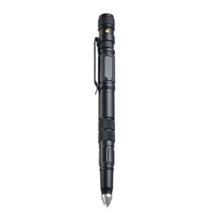 P08 Outdoor LED With Flashing Tungsten Steel Window Breaking Self-Defense Pen, Black, Gold, Grey