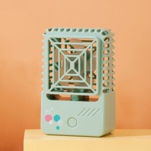 820 Mini Desktop USB Charging Fan Handheld Portable Dormitory Square Small Fan, 820 (Forest Green), 820 (Sky Blue), 820 (Milk White), 820 (Coral Pink)