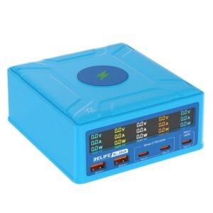 RELIFE RL-304R 5-Port 260W GaN Smart USB Fast Charger With 15W Wireless Chargind LCD Display, RL-304R EU Plug, RL-304R US Plug