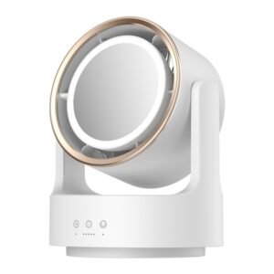 3 In 1 Multifunctional Desktop Fan with LED Light Cosmetic Mirror, USB Plug Non-Oscillating, Rechargeable Oscillating