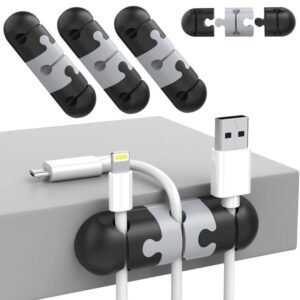 AhaStyle PT-WE19 3pcs Desktop Data Cable Silicone Storage Stand Cable Organizer Clip
