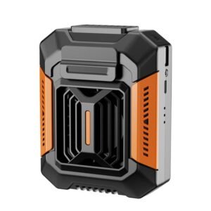 F66 Rechargeable Waist-Mounted Clip Fan With 3-Speed Settings & LED Flashlight Hands-Free Cooling For Construction, Outdoor Work, Hiking, F66 Orange, F66 Green
