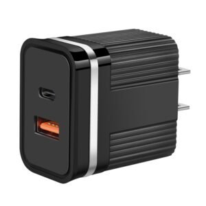 RSY USB + USB-C / Type-C Dual Ports Fast Charging Travel Charger,, US Plug, EU Plug
