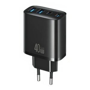 USAMS T70 CC330 40W Dual USB-A and Dual USB-C / Type-C 4-Port GaN Fast Charger, EU Plug