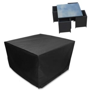 Anti-UV Waterproof Dust-proof 210D Oxford Cloth Folding Table Chairs Protective Cover Outdoor Furniture Set Cover, Size: 126*126*74cm(Black)
