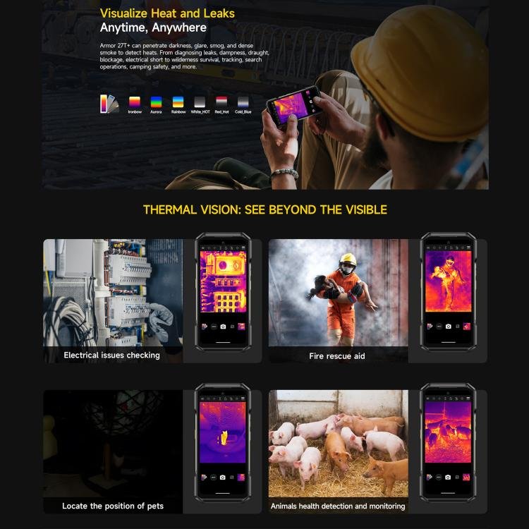 Ulefone Armor 27T+ Rugged Phone, 12GB+256GB, Thermal Imager, Night Vision, 10600mAh, 6.78 inch Android 14 MediaTek Helio G99 Octa Core, Network: 4G, NFC, OTG, Armor 27T+ - Image 6