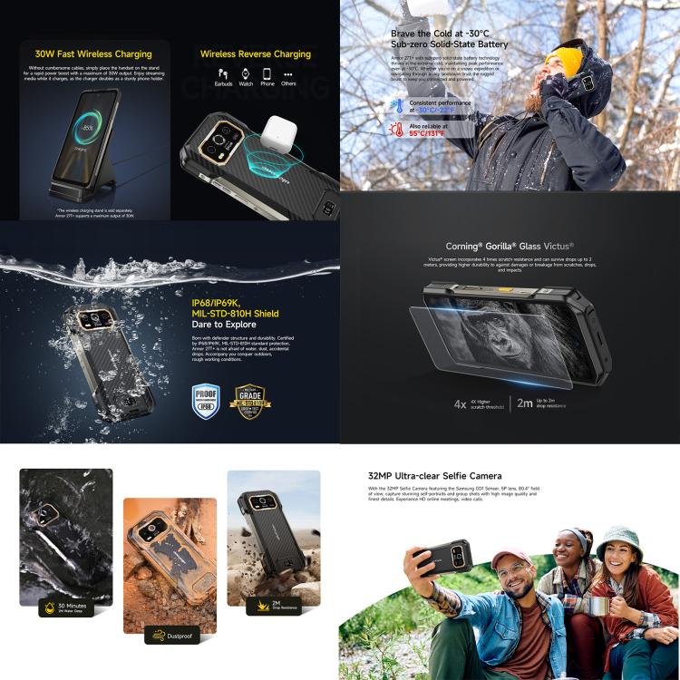 Ulefone Armor 27T+ Rugged Phone, 12GB+256GB, Thermal Imager, Night Vision, 10600mAh, 6.78 inch Android 14 MediaTek Helio G99 Octa Core, Network: 4G, NFC, OTG, Armor 27T+ - Image 10