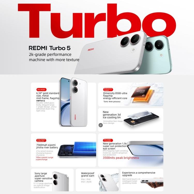 Xiaomi REDMI Turbo 5, 12GB+256GB, 6.59 inch Xiaomi HyperOS 3 Dimensity 8500-Ultra Octa Core, NFC, Network: 5G, 12GB+256GB - Image 5