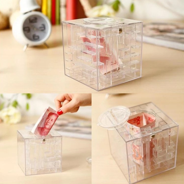 3D Puzzle Transparent Money Maze Bank Saving Coin Gift Box, 3D Puzzle Saving Coin - Image 6