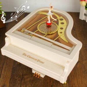 Mechanical Classical Ballerina Girl Dancer the Piano Music Box(White)