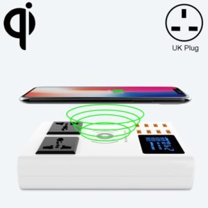 YC-CDA10W 10W Multi Port USB Intelligent Digital Display Fast Charging Wireless Charger, UK Plug, SAS1048A, SAS1048B, SAS1048C