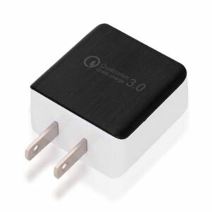 1USB QC 3.0 Wire Drawing Quick Charger US Plug, black, white