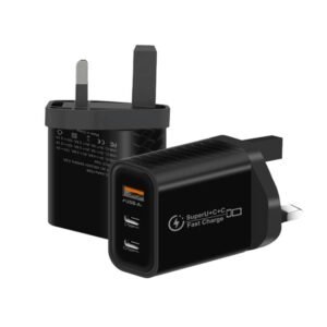 949-2C1A PD25W Type-C x 2, USB 3.0 Multi Compatible Protocol Charger, UK Plug, UK Plug