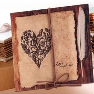 Retro Paste Folding 18 Fold Pages 34 Sides Creative Manual Album Book, Kraft Page, Black Kraft Inside Page, Coffee Kraft Inside Page