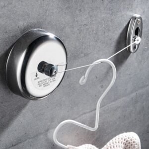 Portable Stainless Steel Wall Hanging Retractable Clothesline Indoor Clothes Drying Rack