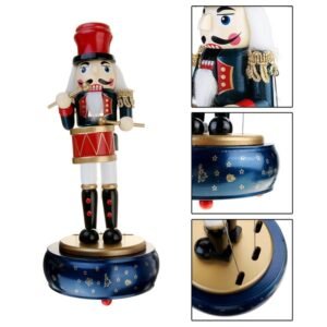 Retro Wooden Nutcracker Drummer Music Box for Gift Vintage Home Decoration