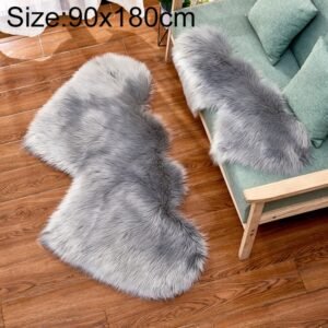Creative Double Heart Imitation Wool Carpet Sofa Cushion Mat Plush Bedroom Living Room Floor Rugs, 90x180cm
