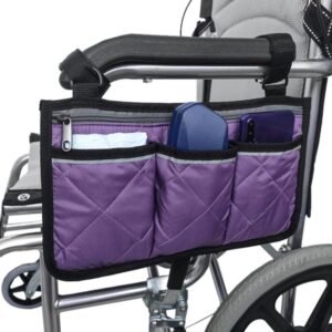 Walking Aid Wheelchair Armrest Side Storage Bag Car Storage Hanging Bag, Purple, Black, Brown, Red Wine, Dark Blue